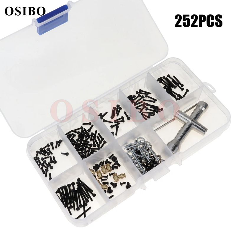 252pcs Screws Pins & Tools Kit with Storage Box for 1/24 SCX24