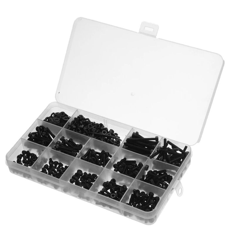 730pcs M3 Carbon Steel Socket Head Cap Screw Set with Washers, Nuts & Wrench