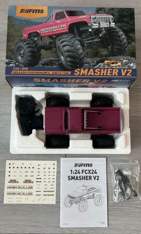 FMS FCX24 Smasher V2 Monster Truck Red - Slightly Used, Tested (Used)