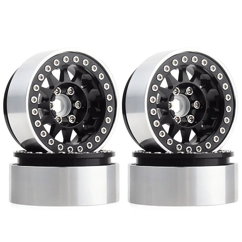 INJORA 1.9" 12-Spoke Metal Beadlock Wheels (4) for 1/10 RC Crawler