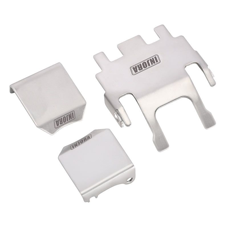 INJORA Stainless Steel Chassis Armor Skid Plate Axle Protector for 1/18 TRX4M (4M-14)