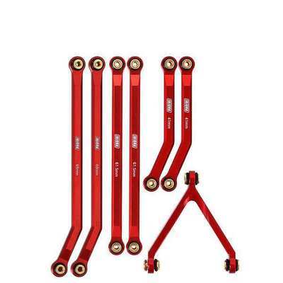 INJORA 7pcs CNC Aluminum High Clearance Chassis Links for Axial SCX24 Deadbolt / Betty — Red or Green