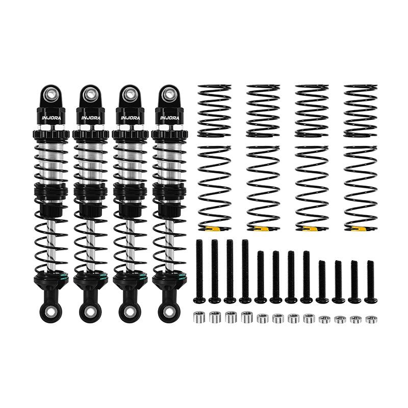 INJORA 4pcs 90mm DRX Dual-Rate Spring Oil Shocks for 1/10 SCX10 III CJ7 Redcat Vertex-10 & 10W
