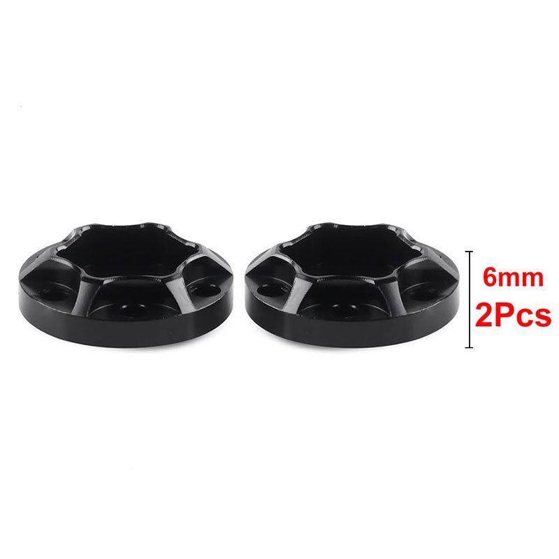INJORA 12mm Black/Silver Aluminum Wheel Hex Hubs for 1.9" 2.2" Rims