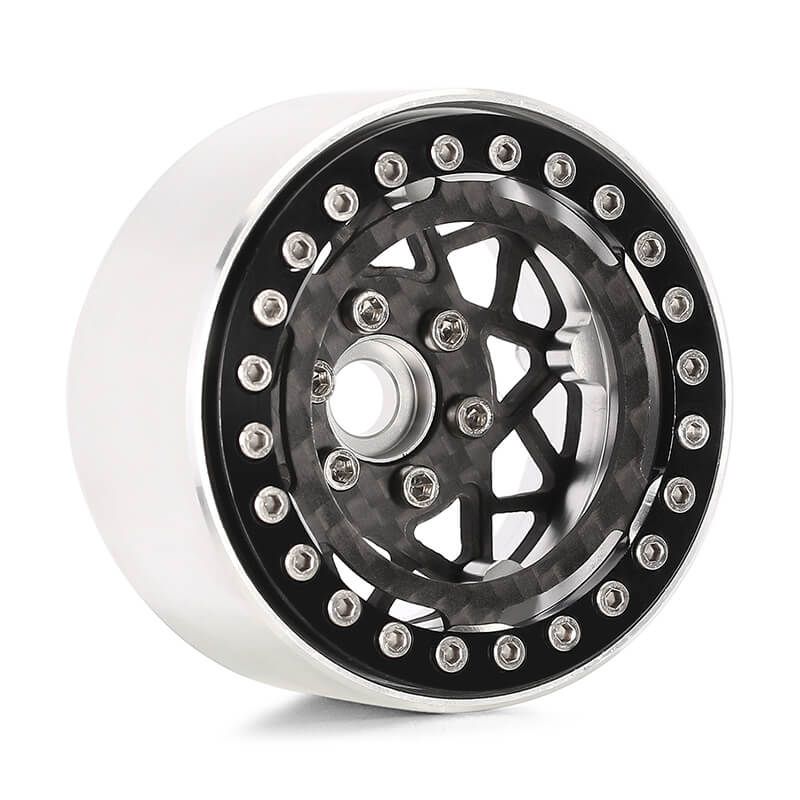 INJORA 1.9" Carbon Fiber & Aluminum -10mm Offset Wheels for 1/10 RC Crawlers (W1952)