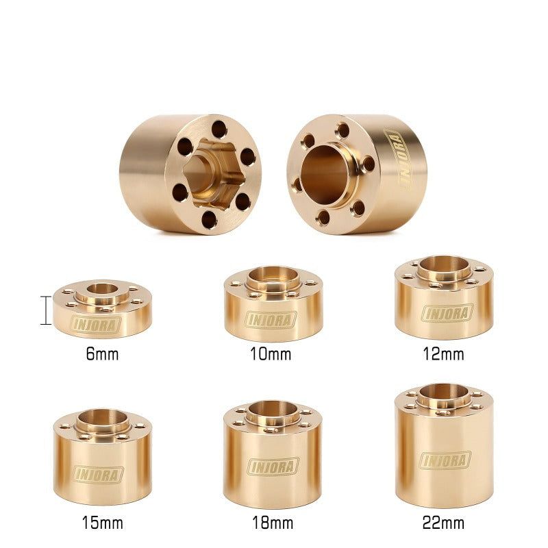 INJORA 12mm Heavy Brass Wheel Hex Hub Extenders Adapters for 1.9 2.2 Beadlock Wheel Rims
