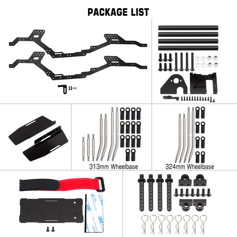 INJORA LCG Carbon Fiber Chassis Kit for 1/10 TRX-4 (313/324mm) — AliExpress