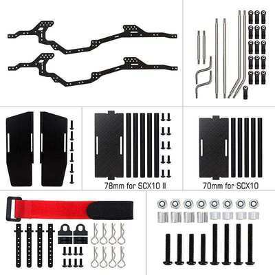 INJORA LCG Carbon Fiber Chassis Kit Frame Girder for 1/10 Axial SCX10 & SCX10 II