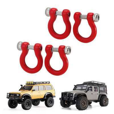 INJORA Metal D-Rings Tow Hooks with M1.4 Screws (4, red)