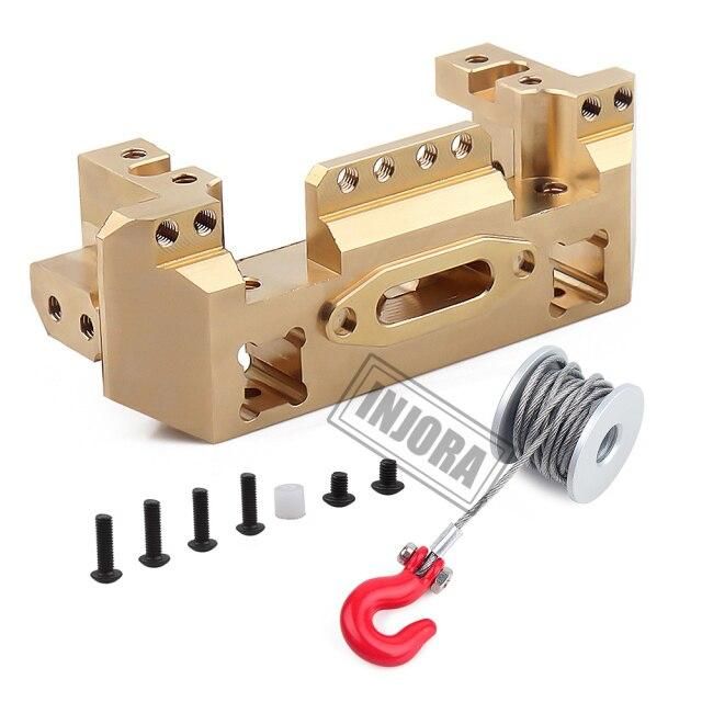 INJORA Metal Front Bumper Mount Servo Stand with 25T Winch for TRX-4