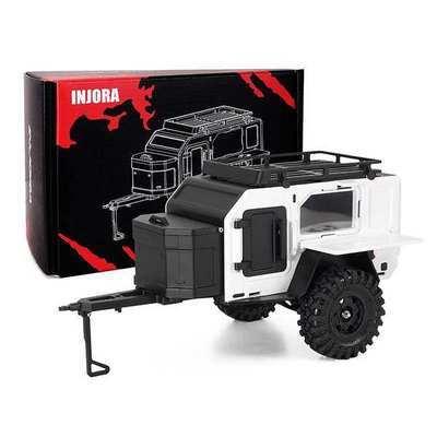 INJORA Off-Road Camping Trailer for 1/18-1/24 RC Crawlers TRX4M SCX24 (White/Silver, TC10)