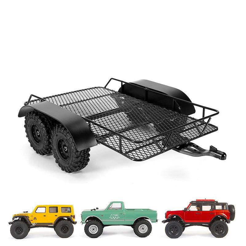 INJORA Metal Trailer with Aluminum Hitch Mount for 1/24 Axial SCX24