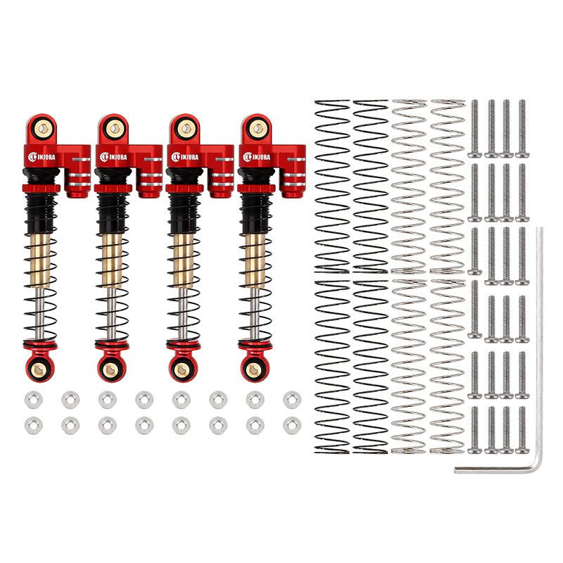 INJORA 43mm Aluminum Threaded Double Barrel Shocks with Fake Reservoir for Axial SCX24