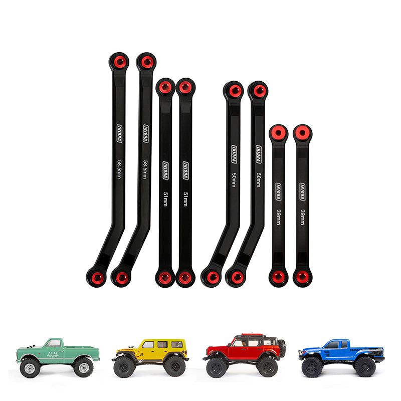 INJORA 8PCS Aluminum High Clearance 4 Links Set for SCX24 C10 JLU Bronco Base Camp 4Runner