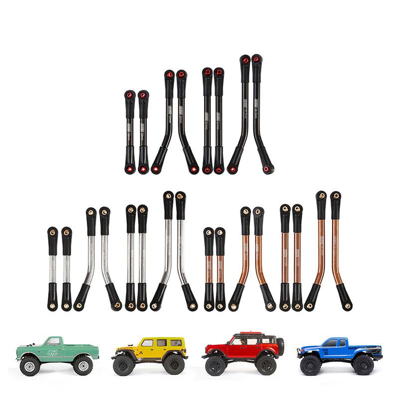 INJORA 8PCS Stainless Steel High Clearance 4 Links Set for SCX24 C10 JLU Bronco Base Camp 4Runner