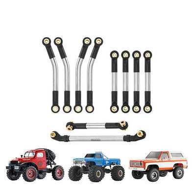 INJORA Stainless Steel High Clearance Chassis Links + Steering Links Bundle for FMS FCX24