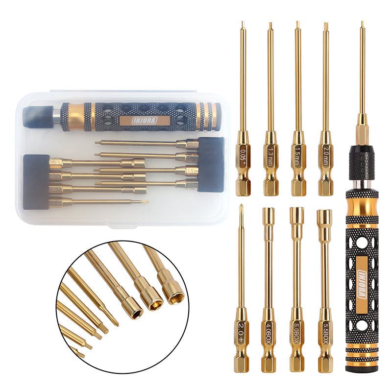 INJORA 8-in-1 Hex, Phillips Screwdriver, Nut Drivers Quick Change Tool Kit for 1/24 1/18 Mini RC