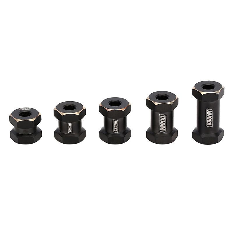 INJORA 4PCS 12mm Black Coating Brass Wheel Hex Hub Extenders for SCX10 & SCX10 II