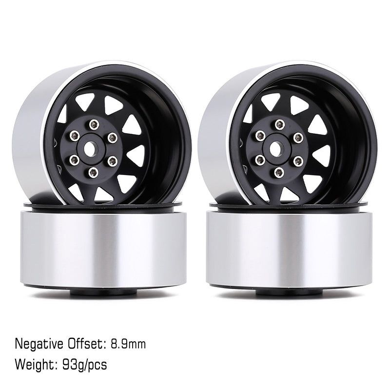 INJORA 1.9" Deep Dish -8.9mm Offset Wheels for 1/10 RC Crawlers (W1940)