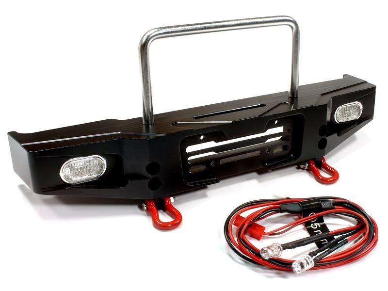 Billet Machined Front Bumper w/ LED Lights for D90 Scale Rock Crawler