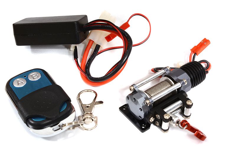 Billet Machined T12 Realistic High Torque Winch w/ Remote for Scale Crawler 1/10