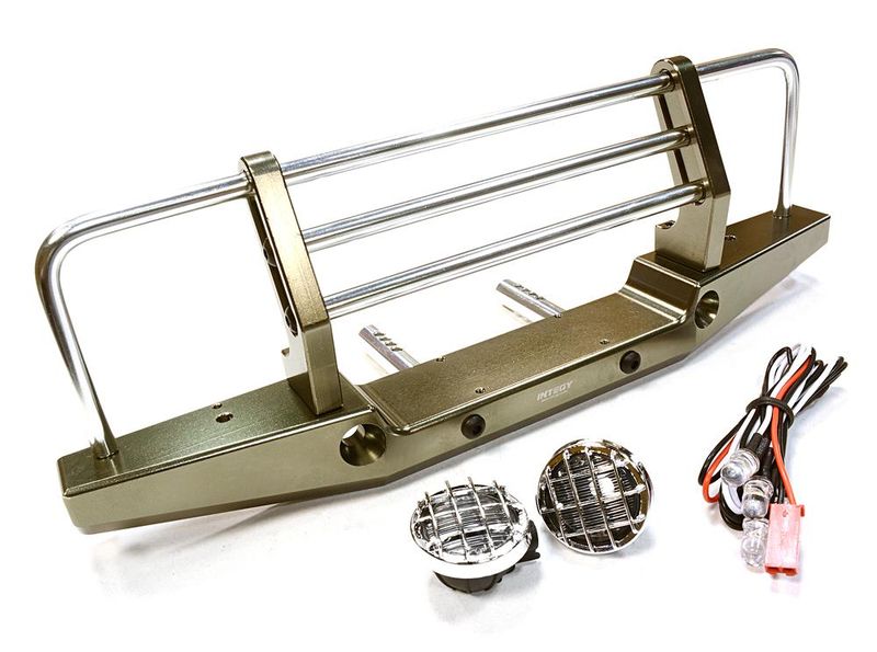 Realistic Metal Front Bumper with LED for Axial SCX-10 43mm Mount