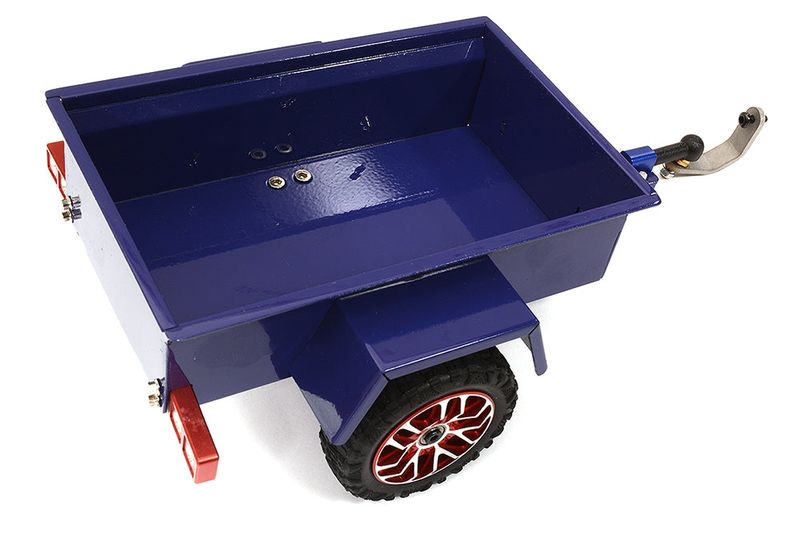 Realistic Blue Metal Cargo Utility Box Trailer for 1/24 Scale RC 144x91x53mm