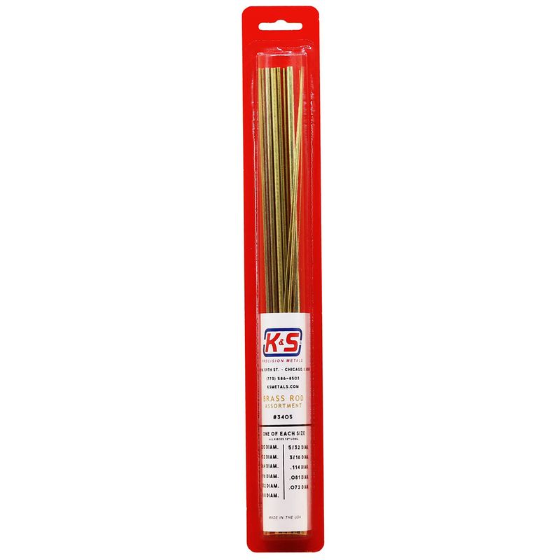 K&S Round Brass Rod Assortment (11 Pieces) — SKU 3405