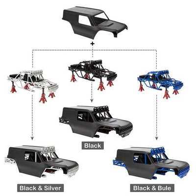 MEUS Racing MB18 Pro Aluminum Body Shell & Frame Kit for 1/18 TRX4M Defender Bronco K10 F150 High Trail