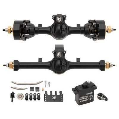 MEUS Racing SCX24 Metal V2 Isokinetic Front Rear Axles & Servo +5MM 3-Section CVD With 52° Steering Angle for 1/24 SCX24