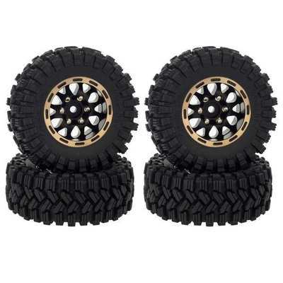MEUS Racing 1.2-inch Beadlock Wheels Brass 1.0(plus) Wheel & Tire Set -4mm (77g)