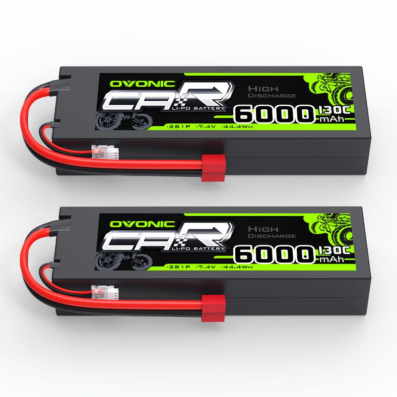 Ovonic 2S 6000mAh 130C Hardcase LiPo Battery 2-Pack (Deans)