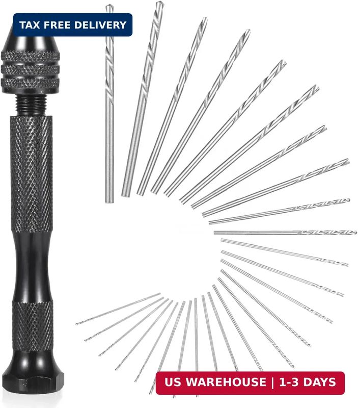 Pin Vise Hand Drill + 26-Piece Micro Drill Bit Set