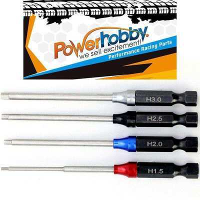 Powerhobby RC Hex Driver 1/4" Power Tool Tip Set Metric 1.5, 2.0, 2.5, 3.0mm (PHT006)