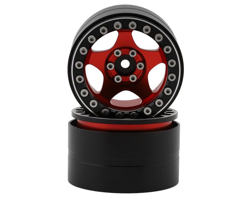 Treal Hobby Type C 2.2" 5-Spoke Aluminum Beadlock Wheels, Red (2)