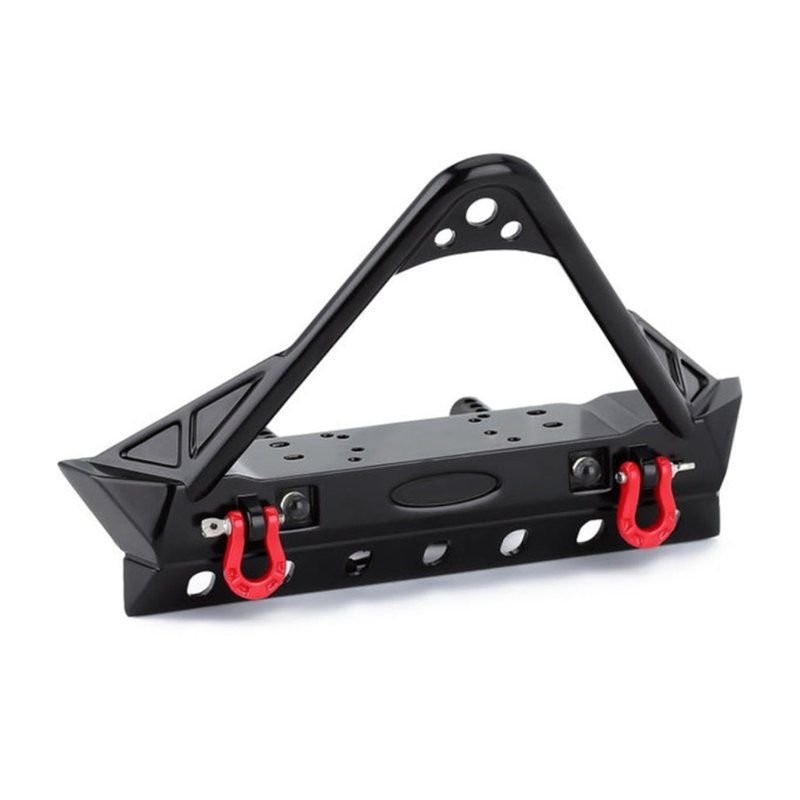 INJORA Black Metal Front Bumper with Lights for TRX4 SCX10 & SCX10 II