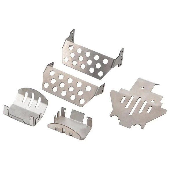 INJORA Stainless Steel Chassis Armor Axle Protector Skid Plate for Traxxas TRX-4 (Complete Set)