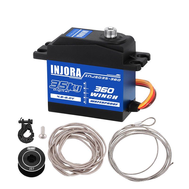 INJORA INJS035-360 35KG Waterproof Servo 360deg Steering Winch Spool for SCX10 Pro